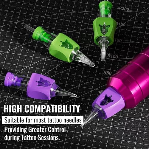 Wormhole Tattoo 79PCS Wireless Tattoo Practice Gun Kit - Battery Pack 1,500mAh Capacity, 20PCS Tattoo Needles, LED Digital Display - Professional Equipment for Beginners and Tattooist - Pink thumbnail 6