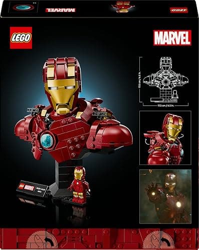 LEGO Marvel Iron Man MK4 Bust - Display Model Building Set for Adults incl. a Tony Stark Minifigure, plus Shoulder Cannons and a Rotating Head - Collectible Avengers Gift for Fans - 76327 | Tony Stark Minifigure, Shoulder Cannons, Rotating Head, Collectible Avengers Gift, 76327 thumbnail 11