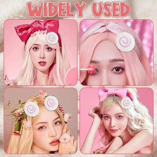 2Pcs Fish Cake Hair Clips, Cute Fuzzy Hair Clips for Women Cutecore Accessories, Kawaii Lolita Accessories Stylish Headpieces for Cosplay Halloween New Year Party thumbnail 7