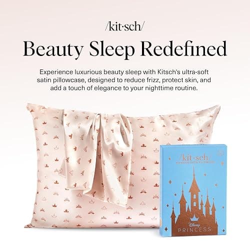 Kitsch & Disney Desert Crown Satin Pillowcase with Zipper – Soft Cooling, Better Than Silk Pillowcase, Disney Design for Kids Rooms & Toddler Bed Time Pillow Case – Queen/Standard 19x26 thumbnail 4