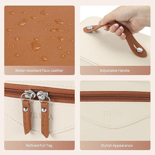 Telena Large Makeup Bag, Travel Toiletry Bag for Women, Vegan Leather Makeup Organizer Case Cosmetic Bag for Travel Essentials thumbnail 5