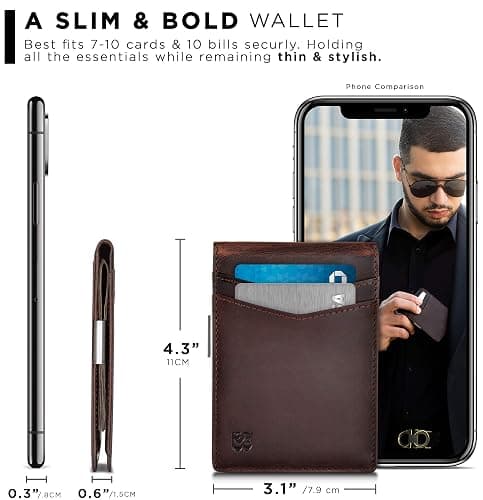 SERMAN BRANDS Money Clip Wallet - Mens Wallets slim Front Pocket RFID Blocking Card Holder Minimalist Mini Bifold thumbnail 3