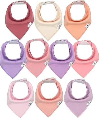 Diaper Squad 10-Pack Organic Cotton Baby Bibs for Baby Boy, Girl | Soft & Absorbent, Adjustable for 0-36 Months, for Drooling and Teething, 6-Layer - Image 1