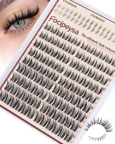 Focipeysa Wispy Lash Clusters Natural Eyelash Clusters Pestañas Postizas Naturales Spiky Manga Lash Extensions C Curly Individual Lashes 10-16mm with Bottom Lashes Clusters DIY Lash at Home - Image 1