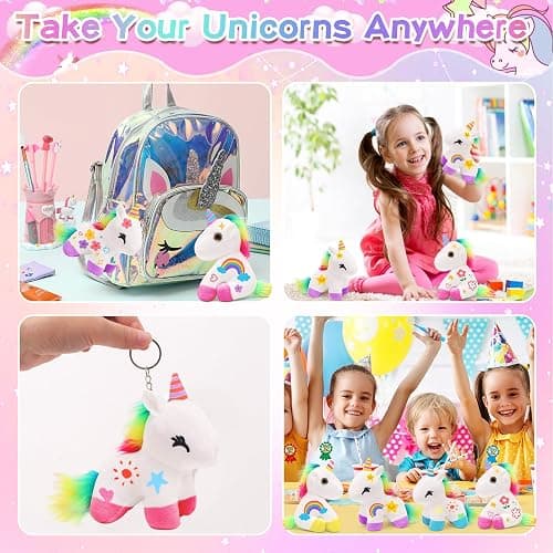 HAPGFS 10Pcs Unicorn Party Favor Bulk Toys Mini Plush Unicorn Stuffed Animals with Coloured Pens Small Rainbow Unicorn Keychain for Birthday Wedding Christmas Goodie Bag Stuffer Party thumbnail 6