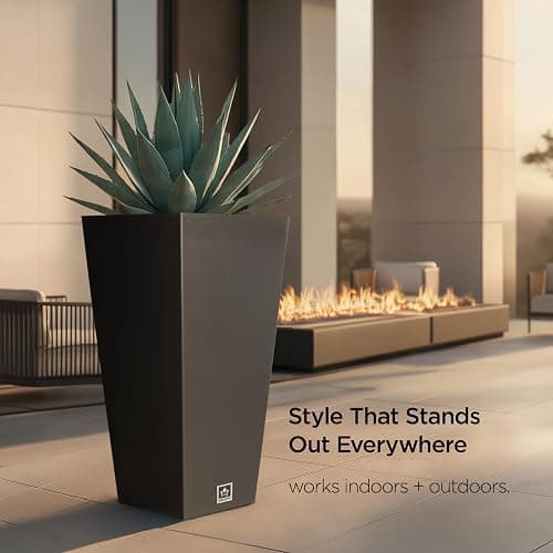 Maple99 Outdoor Planter 30 Inch – Large Tall Planters for Outdoor and Indoor Plants, Modern Tapered Design, Weather Resistant with Drainage Holes and Removable Insert Tray thumbnail 5