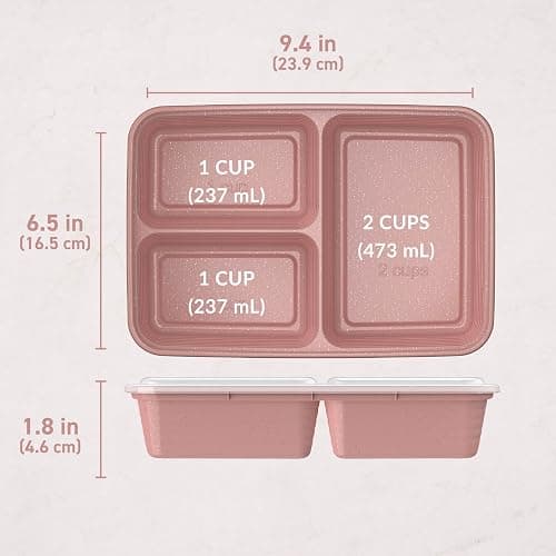 Bentgo Prep - 20-Piece 3-Compartment Reusable Meal Prep Containers with Lids, PFAS & BPA Free Materials, Durable, Microwave, Freezer, & Dishwasher Safe To Go Food Storage (Rosette Glitter) thumbnail 2