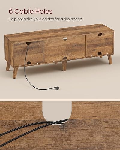 VASAGLE TV Stand for 65-Inch TVs, Entertainment Center with Adjustable Shelf, 58-Inch Long Media Console Table, Transitional Style, for Living Room, Bedroom, Honey Brown ULTV556K01 thumbnail 5