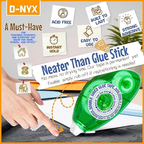 D-NYX Double Sided Tape Scrapbook Tape Roller, Adhesive Glue Runner, Scrapbooking Journaling Supplies, Must Have Glue Tape Roller for Paper Art & Craft Card Making Gift Wrapping Office School Home thumbnail 2
