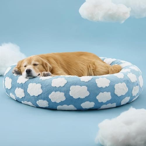 LE SURE Shown on TV Jacquard Donut Dog Beds Extra Large,Blue 42x42x9in | XL Orthopedic Calming Pet Bed Sofa, Original Design Pattern,Washable Cover, Home Decor as Gift for Pet,Anti Slip Bottom thumbnail 7
