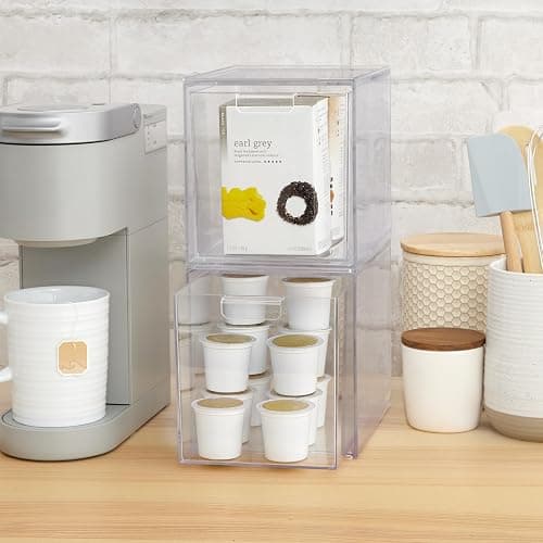 STORi Audrey Stackable Bin Clear Plastic Organizer Drawers | 2 Piece Set | Organize Cosmetics and Beauty Supplies on a Vanity | Made in USA thumbnail 5