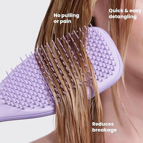 Tangle Teezer Fine Ultimate Detangler Brush for Fine Hair, Pink & Mint | Patented two-tier, soft-flex teeth detangles & reduces breakage on wet or dry hair; Shower-friendly hairbrush for fine hair thumbnail 4