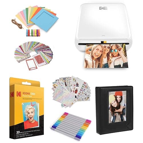 KODAK Step Printer Wireless Mobile Photo Printer with Zink Zero Ink Technology & Kodak App for iOS & Android (White) Gift Bundle - Image 1