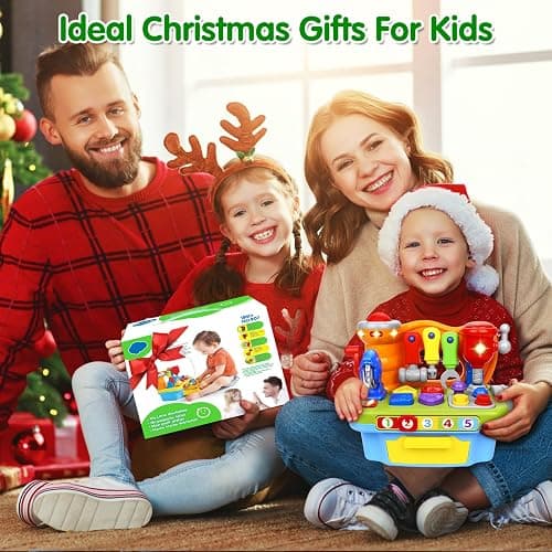 ORWINE Toys for 1 Year Old Boy, Musical Toddler Tool Bench, Montessori Educational Toys with Sound Lights Effect, Shape Sorter, One Year Old Boy Birthday Gift, Engineer Pretend Play Workbench thumbnail 2