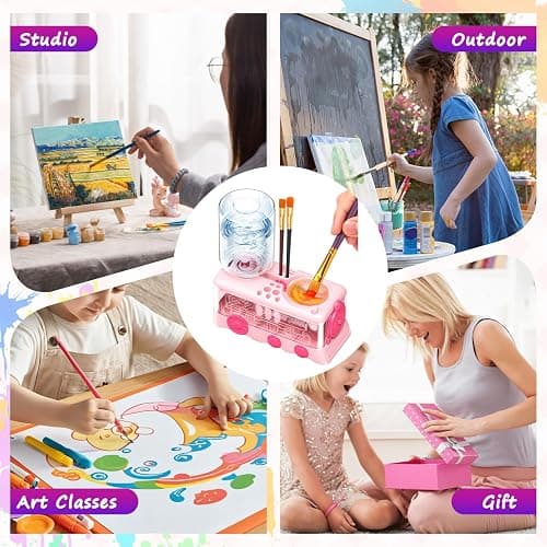 JEChrochen 2025 Upgraded Paint Brush Cleaner Tools, Brush Rinser Cup Painting Running Water Circulation Art Supplies for Acrylic,Watercolor and Water Based Creative Gift for Adult Artist Beginners Kid thumbnail 7