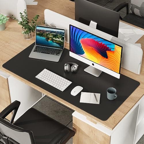 Large Desk Mat 47" x 23.7",Leather Desk mat,Double-Sided Desk Pad,Desk matt for Desktop,Large Mouse Pad,Office Desk mat,Waterproof Desk Blotter pad for Office&Home(Black+Cork) thumbnail 8