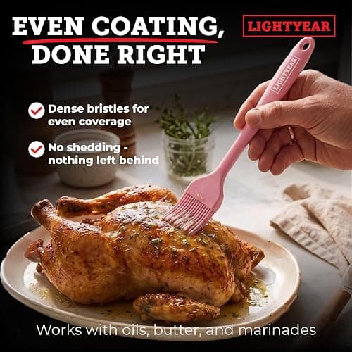 Lightyear Silicone Basting Brush for Cooking – Pastry Brush Set | Silicone basting brush for grilling, BBQ and baking – baster brush, silicone pastry brush, sauce brush, dishwasher safe thumbnail 2