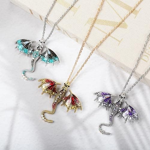 Wasise Dragon Necklace - Gothic Jewellery, Fourth Wing Merch, Gothic Jewelry with Fantasy Dragon Pendant, Chinese Dragons Pendant, Dragons Gifts for Women, Unique Necklace Gifts for Lovers thumbnail 5