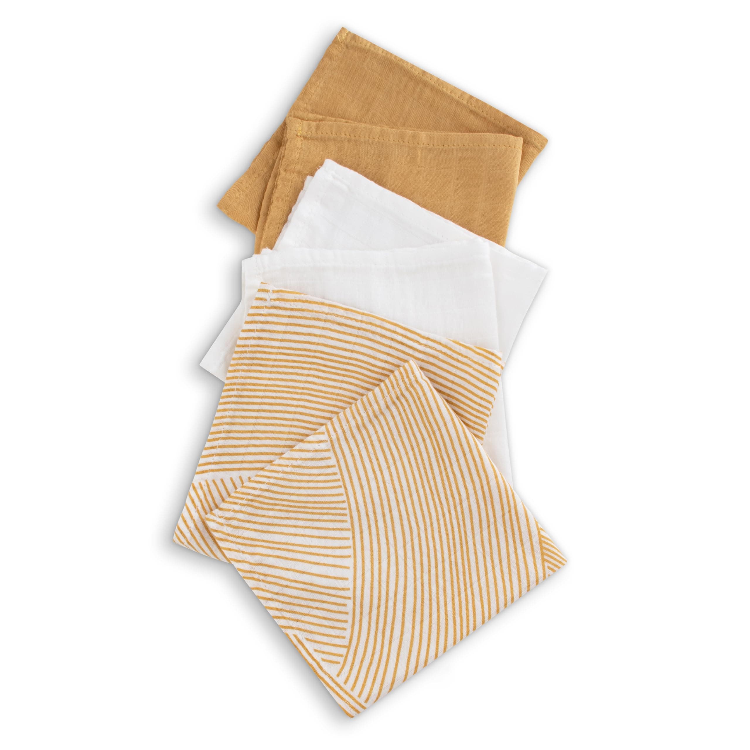 Little Bamboo Muslin Baby Face Washer Cloths 6 Pack - Linear Sands Marigold - Linear Sands Marigold thumbnail 3