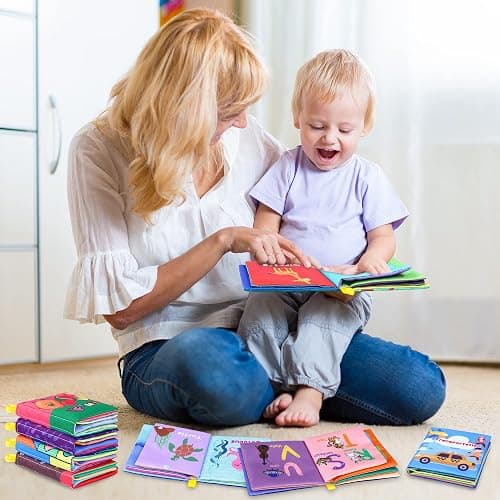 Baby Bath Books, Nontoxic Fabric Soft Baby Cloth Books, Early Education Toys, Waterproof Baby Books for Toddler, Infants Perfect Shower Toy, Kids Bath Toys Birthday Gift (Pack of 8) thumbnail 2