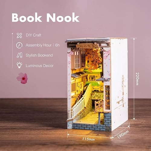 Rolife DIY Book Nook Kit Sakura Densya, DIY Miniature Booknook Kit Creative Decorative Bookend Bookshelf Insert 3D Puzzles for Adults, Halloween/Christmas Decorations/Gifts for Adults (Sakura Densya) thumbnail 2