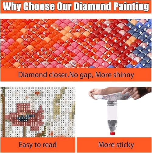 WUDWL Square Diamond Painting Kits Square Drill Diamond Painting,Square Diamond Art,3 Pack Sun Moon and Stars DIY Gem Art Kits for Adults and Crafts for Gifts and Home Wall Decor 12x16inch thumbnail 6