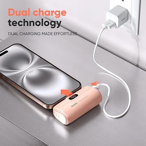 Portable Charger for iPhone 15/16 Series, Android USB C, 5000mAh, Small Power Bank Pink, Fast Charging Battery Pack, Mini Phone Charger for Samsung (Pink, USB Type C) thumbnail 2