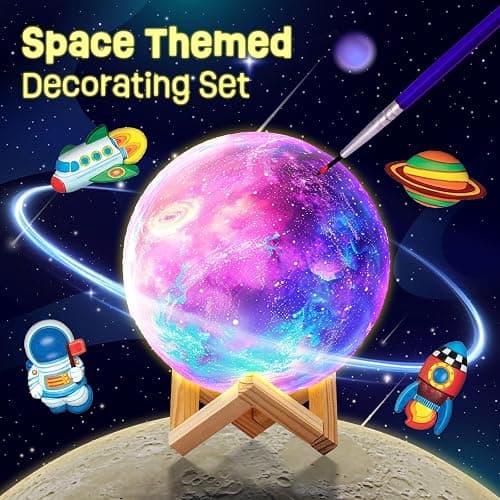 Paint Your Own Moon Lamp Kit, Cool Gifts DIY 3D Space Moon Night Light, Art Supplies Arts & Crafts Kit, Arts and Crafts for Kids Ages 8-12, Toys Girls Boy Birthday Gift Ages 3 4 5 6 7 8 9 10 11 12+ - Moon thumbnail 5