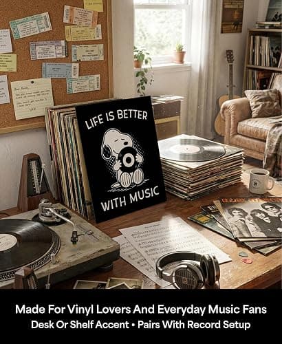 Life Is Better With Music Wall Art Print – Minimalist Typography Decor for Living Room, Classroom, Studio & Creative Workspaces – Music-Inspired Artwork – 8x10 Unframed – Made in USA Luster Finish thumbnail 8