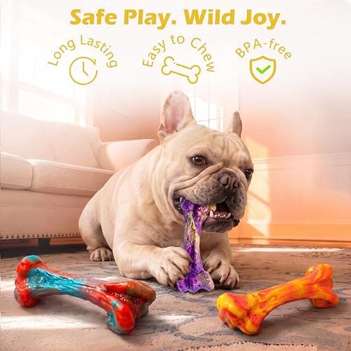 Trazoro 3-Pack Dog Chew Toys for Aggressive Chewers, Medium Large Breed | Indestructible Dog Bone Toys to Keep Them Busy,Dental Textured, Long Lasting,Beef Flavor thumbnail 5