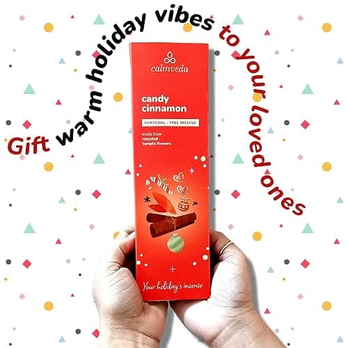 Christmas Candy Cinnamon Incense Sticks - 80-Pack Spicy, Sweet Fall Incense | Charcoal Free, Handmade from Upcycled Flowers, IFRA compliant Fragrance - Spiced Cinnamon with creamy Vanilla and Tangerine thumbnail 3