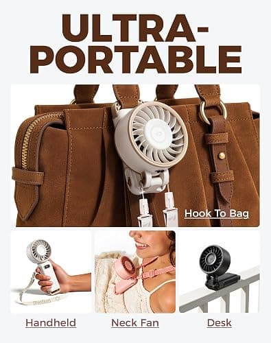 Diveblues Portable Turbo Fan, 100 Speed Handheld Fan with Strong Airflow, Foldable 4 in 1 Personal Fan for Neck, Desk & Travel, USB-C Rechargeable, Lightweight for Summer, Concerts & Outdoor Use thumbnail 6