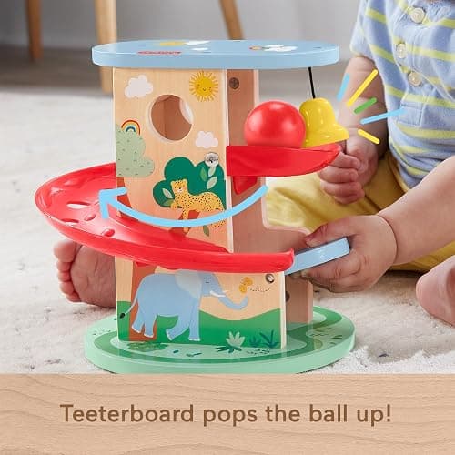 Tatum: Fisher-Price Wood Baby Toy Treehouse Ball Run, 2-Piece Wooden Activity for Developmental Play Infants & Toddlers Ages 9+ Months thumbnail 4
