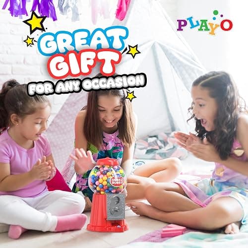 Gumball Machine for Kids 8.5" - Coin Operated Bubble Gum Machine and Toy Bank - Candy Machine Dispenser Includes 85 Gum Balls - Great Candy Dispenser Machine Gift Toys for Girls and Boys (Red) thumbnail 3