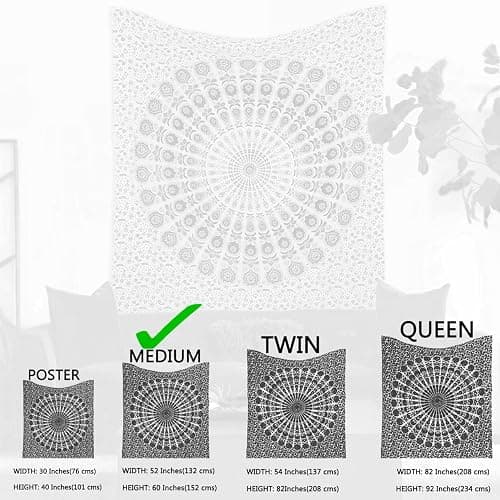 raajsee Turquoise Blue Tapestry- Tapestrys Mandala Wall Hanging- Hippie Tapestry For Bedroom Aesthetic-Size Medium (52x60 Inches / 132x152 Cms) thumbnail 4