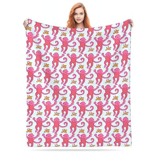 Preppy Blanket Cute Funny Monkeys Decor Throw Blanket Gifts for Girls Boys Super Warm Soft Plush Fleece Flannel Blanket Winter Couch Bedding Blanket for Baby Kids Women 60"x50" - Image 1