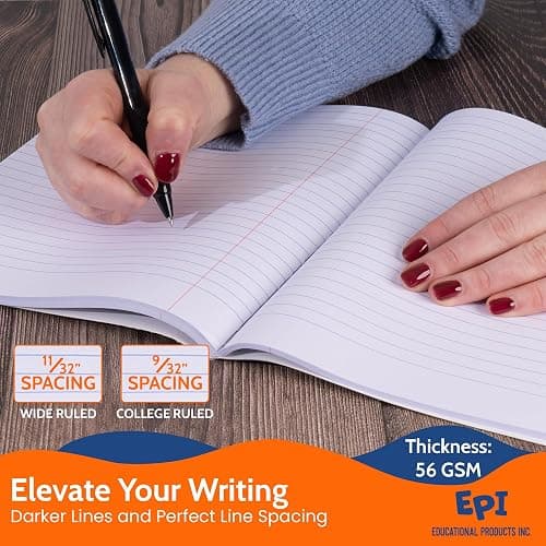 4 Pack - EPI Marble Hardcover Wide Ruled Composition Notebook | 200 Pages (100 Sheets), 9.75 x 7.5 in, Sturdy Sewn Binding | School, Office, Journaling, Notes thumbnail 5