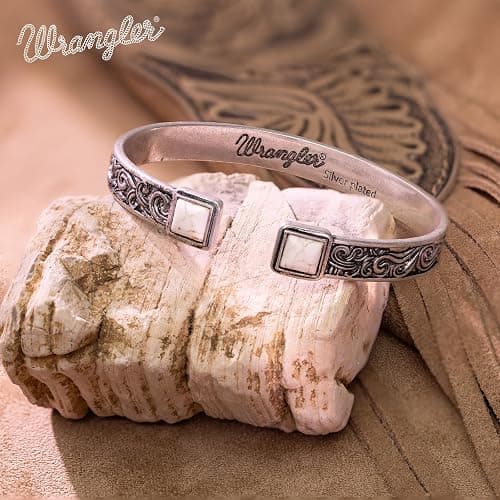 Montana West Wrangler Cuff Bracelet for Women Western Turquoise Adjustable Open Bangle Silver Plated Carved Floral Cowgirl Country Jewelry thumbnail 3