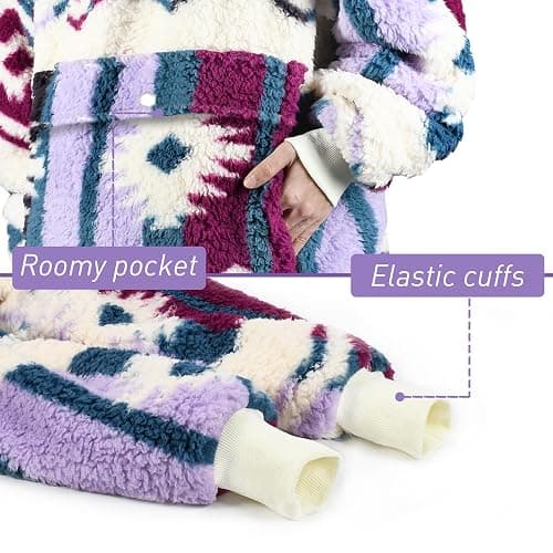 Catalonia Oversized Blanket Hoodie Sweatshirt, Wearable Sherpa Lounging Pullover for Adults Women Men thumbnail 3