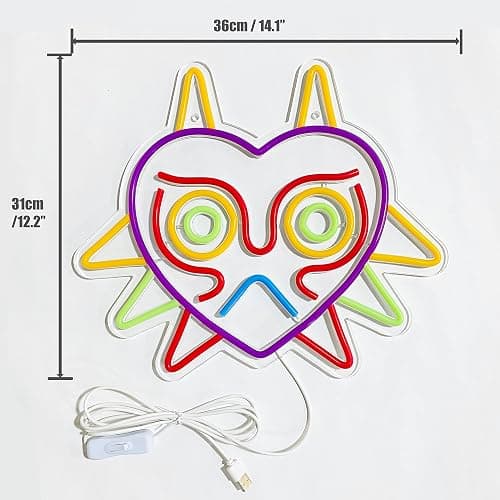 GGK Majora's Mask LED Sign LoZ Neon Sign for Room Wall Decor Gamer Gifts Zelda Mask Game Room Decor LED Neon Light for Zelda Fans (Majoras Mask) - Mask thumbnail 2