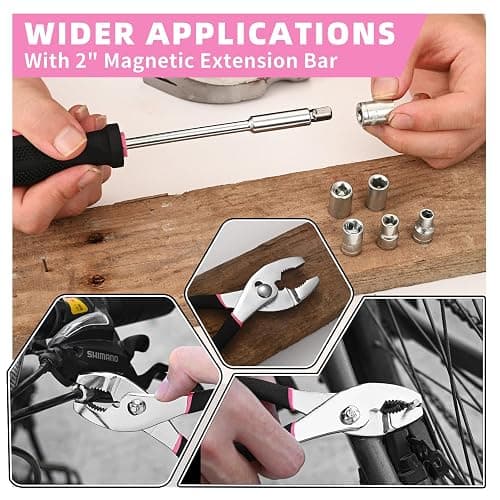 132 Piece Pink Tool Set, Womens Tool Kit for House, All Purpose Tool Kit for Home & Women, Small Home Repair Tool Set with Plastic Storage Toolbox for Garage, Office, College Dormitory, DIY Projects thumbnail 6