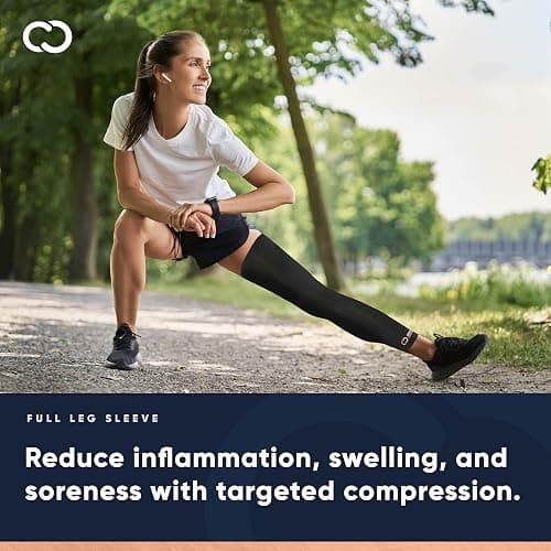 Copper Compression Leg Compression Sleeve - Copper Infused Knee Stabilizer Brace for Running, Meniscus Tear, ACL, MCL, Arthritis, Joint Pain Relief - Thigh & Calf Support for Men & Women thumbnail 4