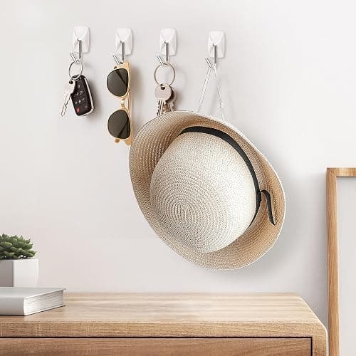 Sinfuo Utility Wall Hooks for Hanging Medium 16 Hooks, Damage Free Hanging Wall with Adhesive 20 Strips, Heavy Duty Adhesive Damage Free for Key Holder, Coat, Door, Shower thumbnail 2