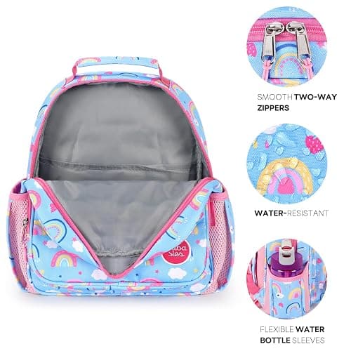 mibasies Toddler Backpack for Girls 2-4: Preschool Kindergarten Backpack - Cute Kids Backpacks for Girls - Rainbow Blue thumbnail 5
