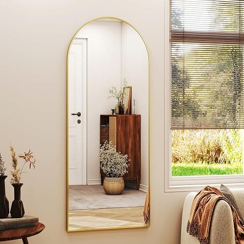 XRAMFY 56" x21 Arched Full Length Mirror Floor Mirrors with Aluminum Alloy Frame Free-Standing Wall Mounted Floor Mirrors or Large Dressing Mirror, Gold Mirror Full Length thumbnail 4