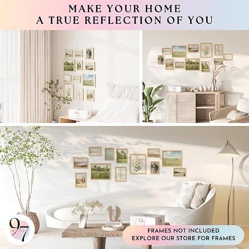 97 Decor Vintage Wall Art Prints, 12 Pcs Poster Set, 8x10 to 4x6 | French country and cottagecore style, landscape gallery wall, kitchen, bathroom and bedroom, glue dots, unframed thumbnail 4