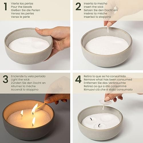 CANDELISS Pearled Candle and Wicks. Candle Sand Powder and Wicks for vases Pearled Candle Wax Powder Pearls Refill with Wicks Powder Candle granules Granulated Snow Wax (1kg) - 1 KG thumbnail 2