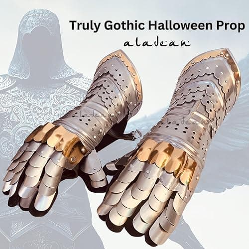 ALADEAN Medieval Gauntlets Warrior Steel Gloves German Gothic Style Knight Fantasy Armor Costume for Cosplay LARP SCA prop thumbnail 4