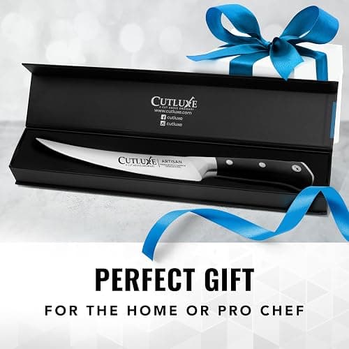 Cutluxe Curved Boning Knife – 6" Boning Knife for Meat Cutting, Filleting – High Carbon German Steel, Full Tang & Ergonomic Handle Design – Artisan Series thumbnail 8