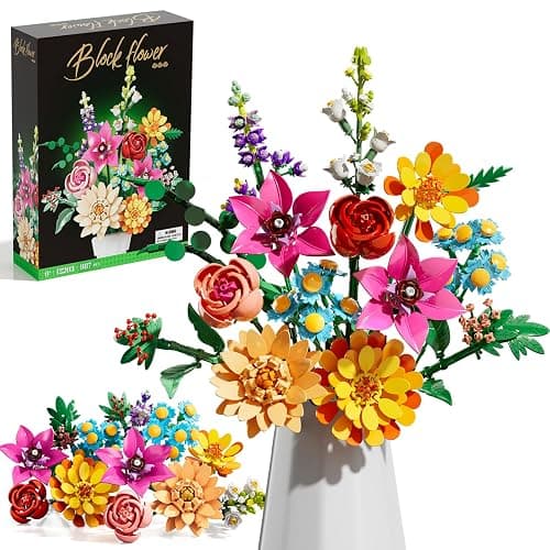 Flower Bouquet Building Set,891PCS Artificial Plant Flower Kit Toy for Kids, Artificial Flowers Botanical Collection for Adults Women Girls, Gifts for Mother's Day, Birthday, Christmas, Home Decor - Image 1
